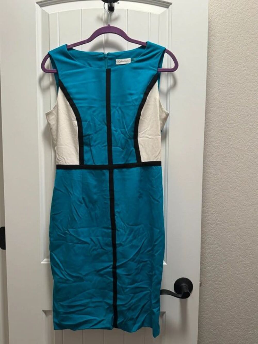 Calvin Klein Color Block Sleeveless Midi knee length Dress Size 10
